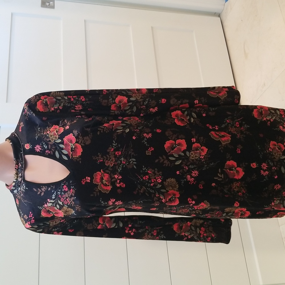EUC VELVET FLORAL MINI DRESS